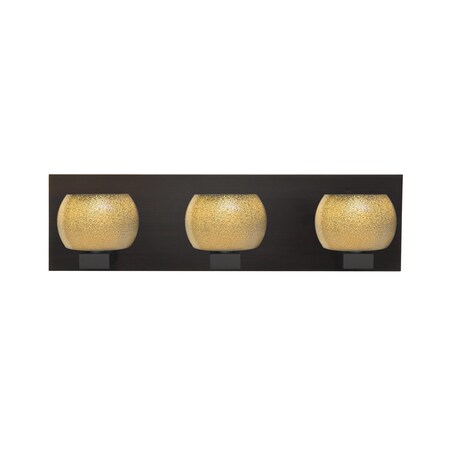 Besa Lighting Keno Vanity, Gold Sand, Bronze Finish, 3x3W LED 3WF-KENOGD-LED-BR